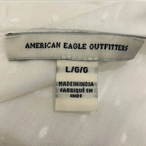 American Eagle Outfitters White Chenille Dot V-neck Feminine Ruffle Top … - Picture 4 of 5